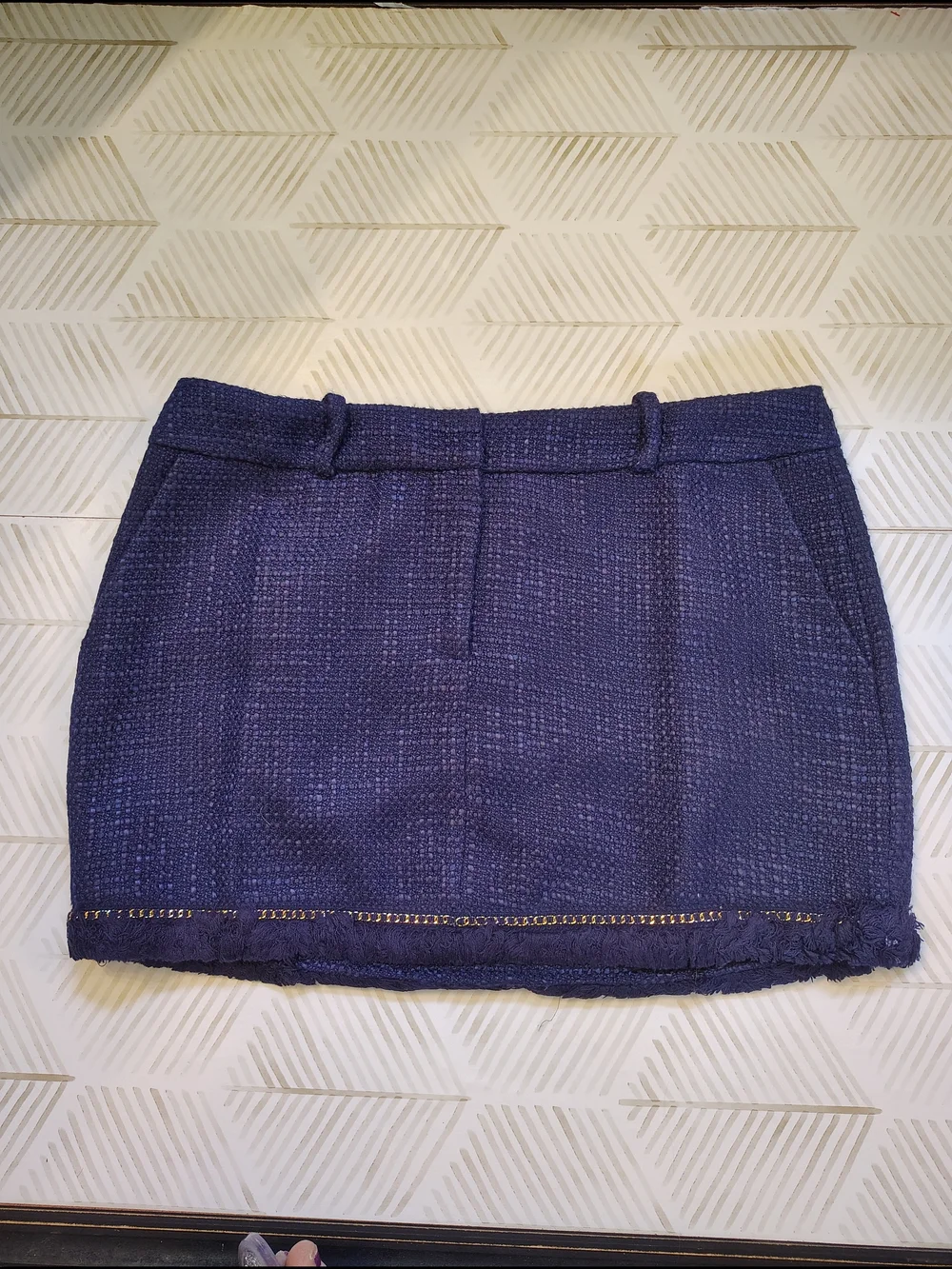 Amanda Uprichard Purple Tweed Mini Skirt with Fringe Trim Xl - Picture 2 of 11